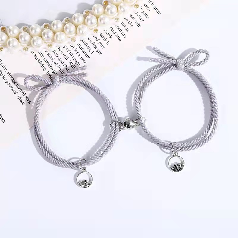 GELANG COUPLE PERSABATAN MAGNET 2PCS/PASANG GELANG TALI MAGNET BRACELETT