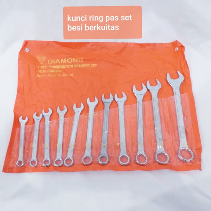 Kunci Ring Pas Set 11 pcs 8 - 22 mm Combination Spanner Set DIAMOND