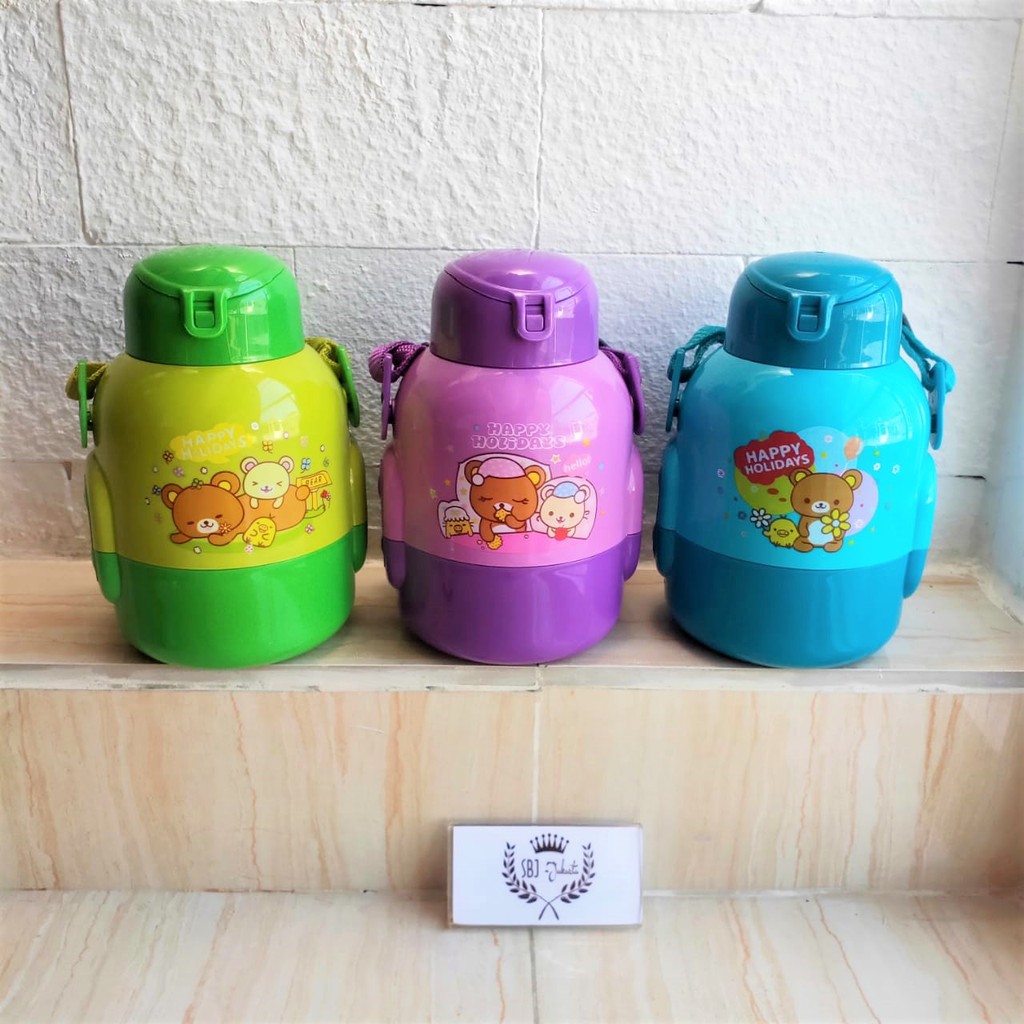 BOTOL MINUM ANAK 650 ml RILLAKUMA BULAT BPA FREE DENGAN TALI