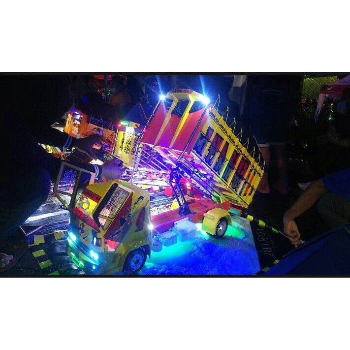 mainan anak miniatur truk oleng bak jungkit full lampu strobo