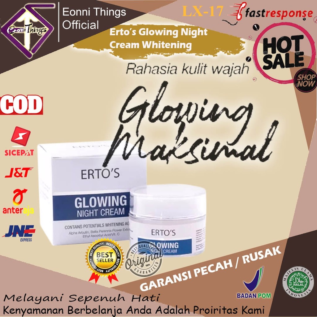 CREAM KRIM PEMUTIH PELEMBAB PENCERAH WAJAH MUKA MALAM GLOWING NIGHT CREAM SKINCARE SKIN CARE SCINCAR