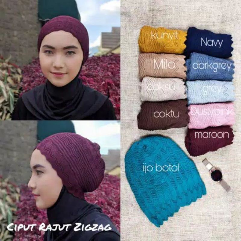 [Aksesoris] BANDANA ZIG ZAG rajut | inner | | daleman | ciput nanas