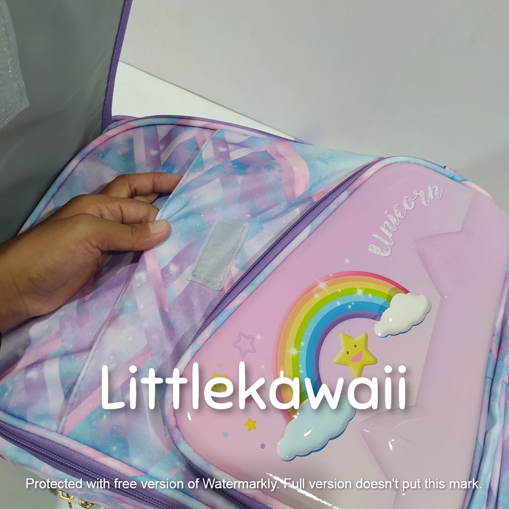 LK/Tas Ransel Sekolah Anak Embos Hardcase Unicorn Superhero Tutup TK SD Import