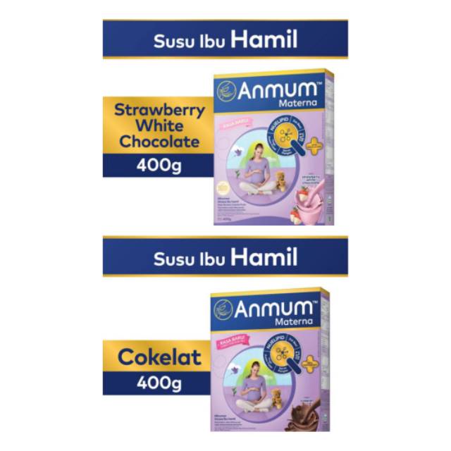 

Anmum Susu Bubuk Ibu Hamil Materna 400 gram rasa Cokelat / Strawberry White Chocolate