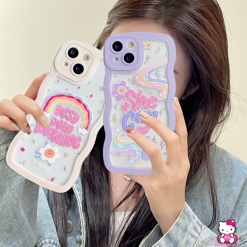 Soft Case TPU Motif Tulisan Inggris Warna-Warni Pelangi Untuk iPhone 7 8 Plus 14 Plus 11 6 6s XR 12 13 11 Pro MAX 14 Pro MAX X XS MAX SE 2020