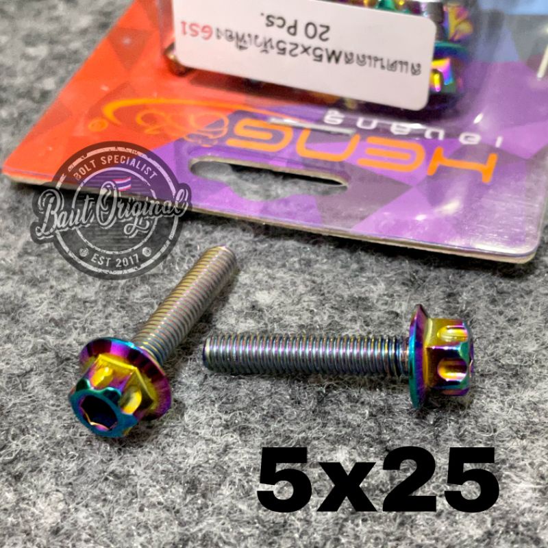 Baut probolt 5x25 rainbow gs1 drat 8 panjang 2.5 cm ori heng thailand