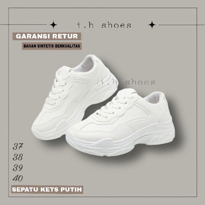 IH.SHOES Sepatu Snikers Wanita Korea Casual Sport Shoes Putih Spatu Kets Sneakers Wanita Putih Polos