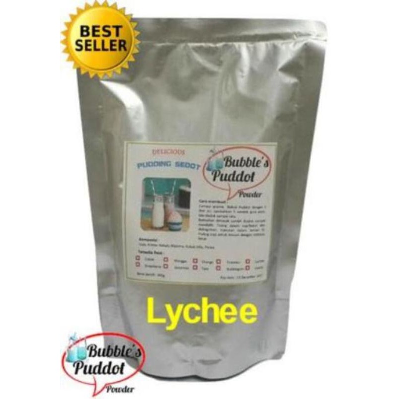 

Lychee Lecy Bubble's Puddot Premix Puding Sedot Bubuk Powder Puddot 445gr pudding serbuk instan premix tepung