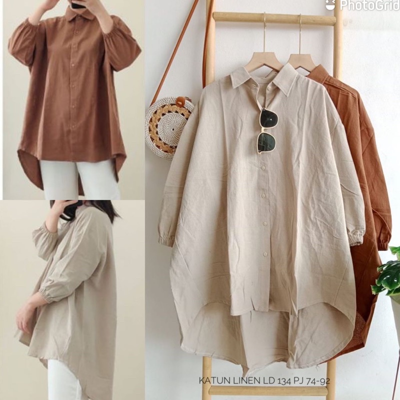 kemeja katun linen jumbo