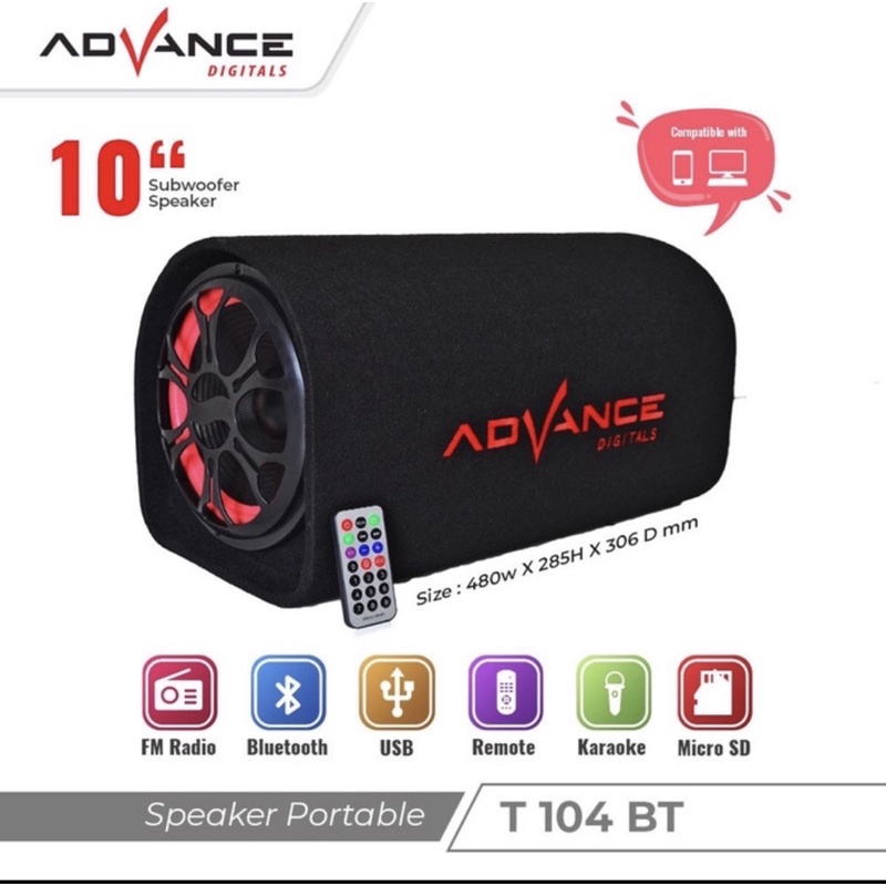 Speaker Advance T104BT Bluetooth 10 inch Memory Usb Remote