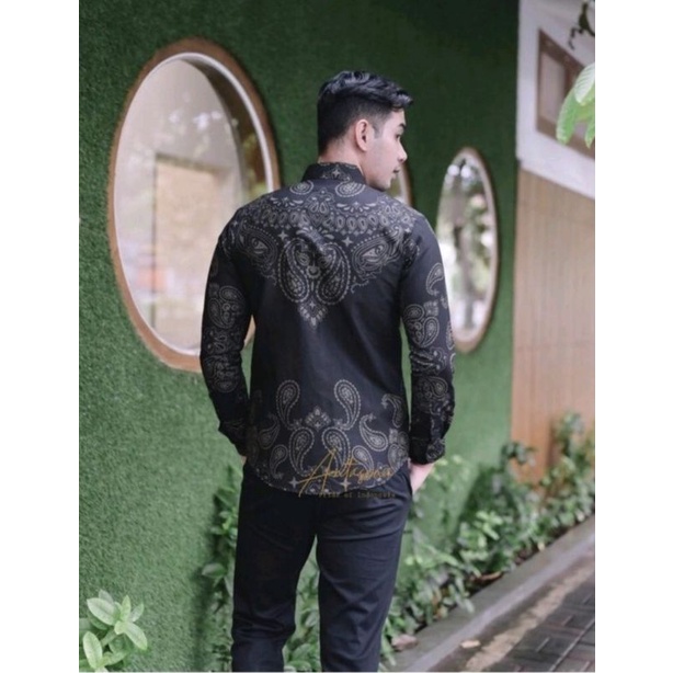 KUSUMO KEMEJA BATIK PRIA BAJU BATIK PRIA HEM ATASAN LENGAN PANJANG BATIK KAIN HALUS MURAH LAPIS FURING