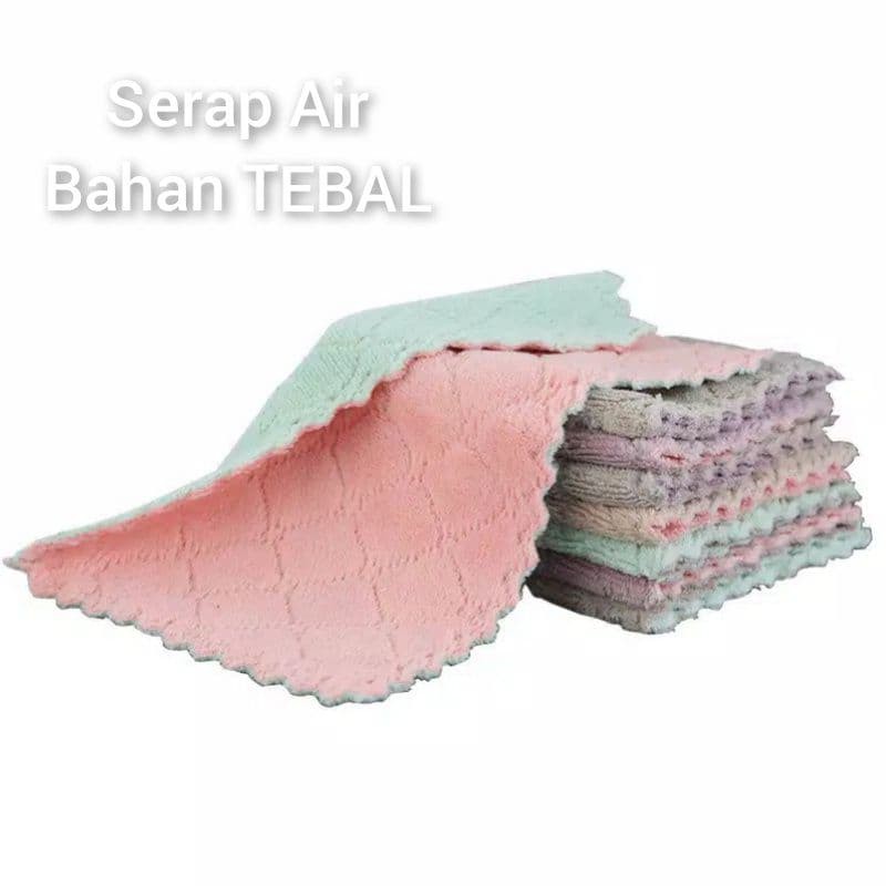 ASK KAIN LAP DAPUR ANTI MINYAK MICROFIBER MICRO FIBER CUCI PIRING MEJA SERBAGUNA LEMBUT VIRAL DISH TOWEL 25x17, 25x25