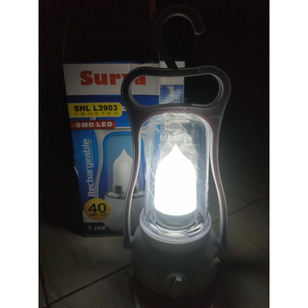 Surya Lampu Emergency Petromak SHL L3903 Frosted SMD 40 LED Light Led Dimmer Switch Rechargeable