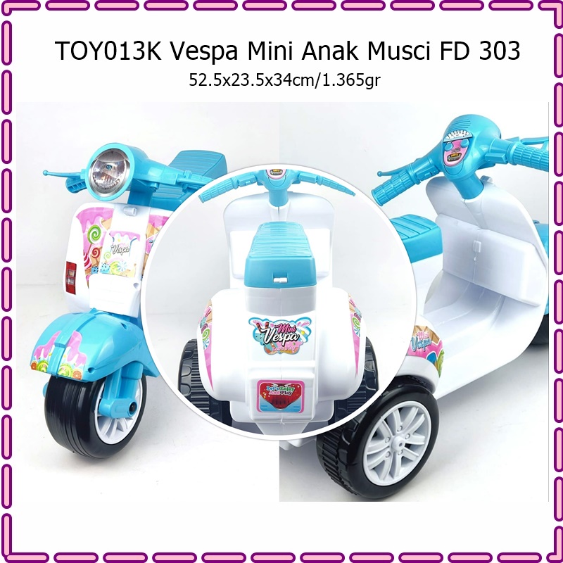 TOY013K Mainan Motor Vespa Mini Anak Music FD 303