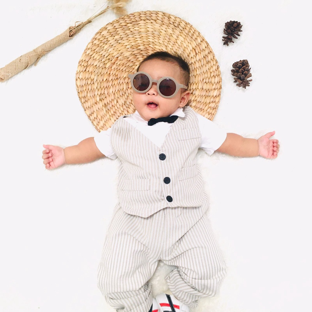 baju tuxedo jas anak laki laki cowok kondangan 1-3 tahun baby bayi balita STRIPE TUXEDO set