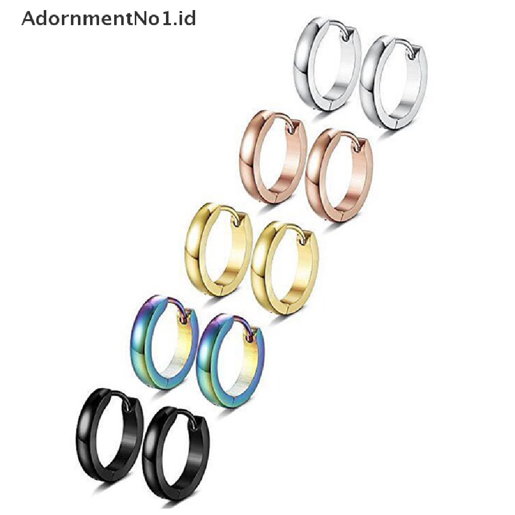 (AdornmentNo1) Anting Bulat Bahan Stainless Steel Gaya Punk Untuk Wanita