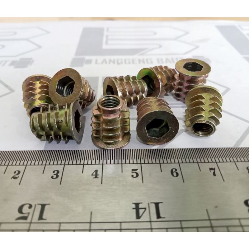 Mur Nanas M6 X 13 OD / Mur Tanam Kayu Baut 10an M6x13