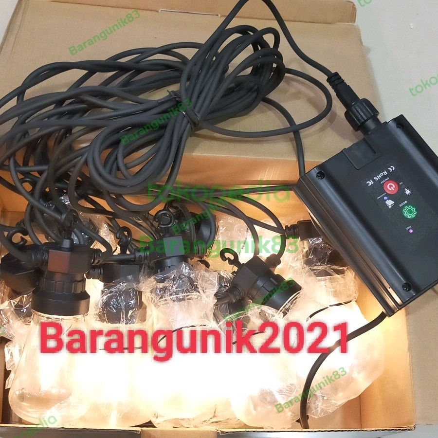 Barangunik2021 -Lampu Fitting LED Solar Carnaval 10 Meter Fitting Gantung Cafe Hias