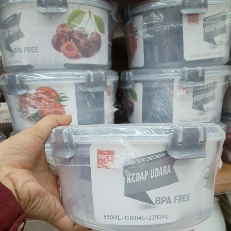 set lunch box/kotak nasi/3int+ sendok