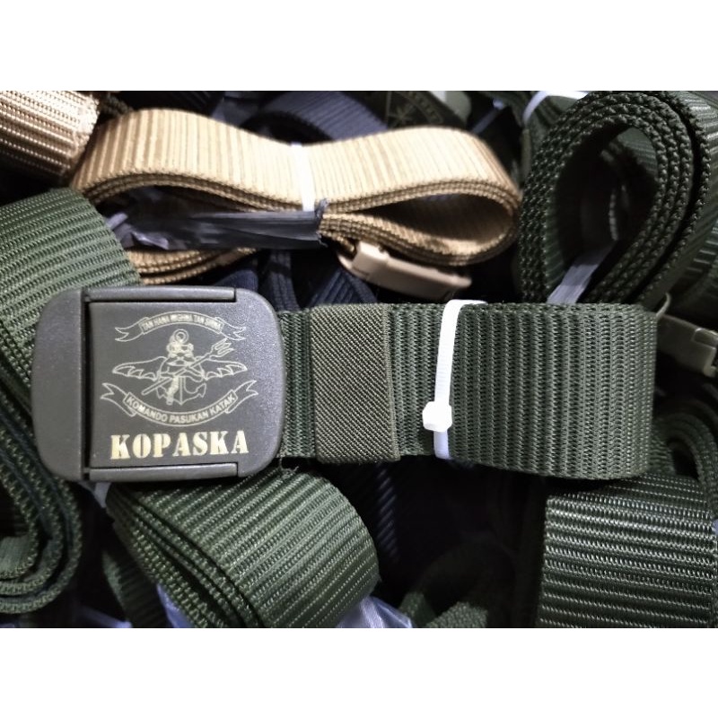 Ikat Pinggang Sabuk Gesper Anti X-Ray Logo KOPASKA Warna Hijau