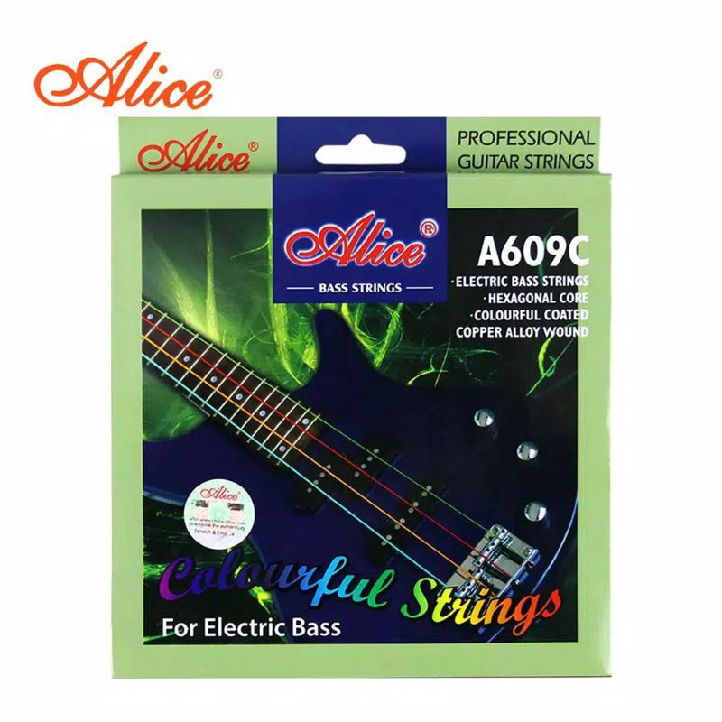 Senar Bass Alice A609C Colorful Elektrik 4 String Set Pelangi Warna Warni 0.40