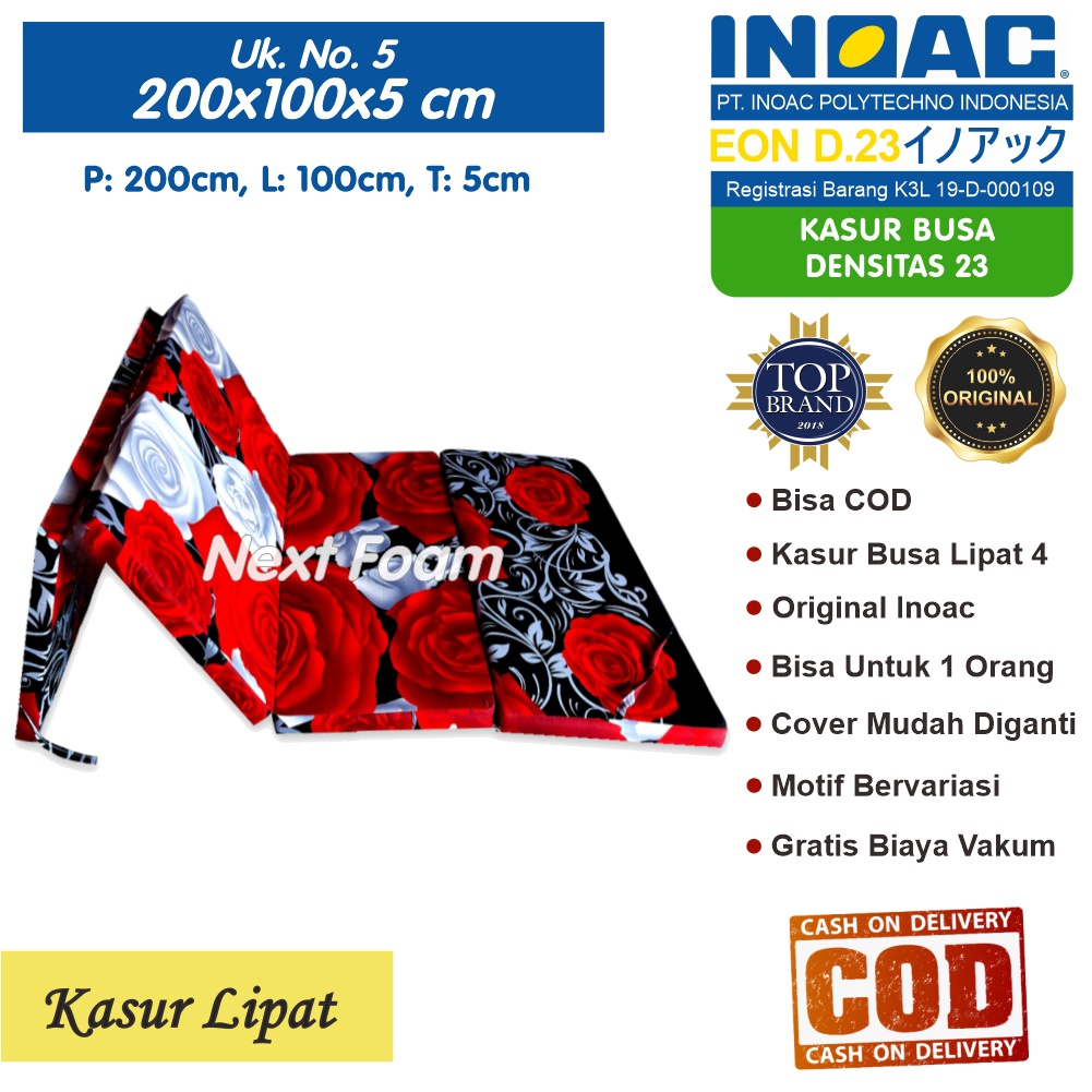 Kasur Busa Lipat Inoac Ukuran No 5 200x100x5 cm Tebal 5 cm EON D23 ORIGINAL INOAC Asli