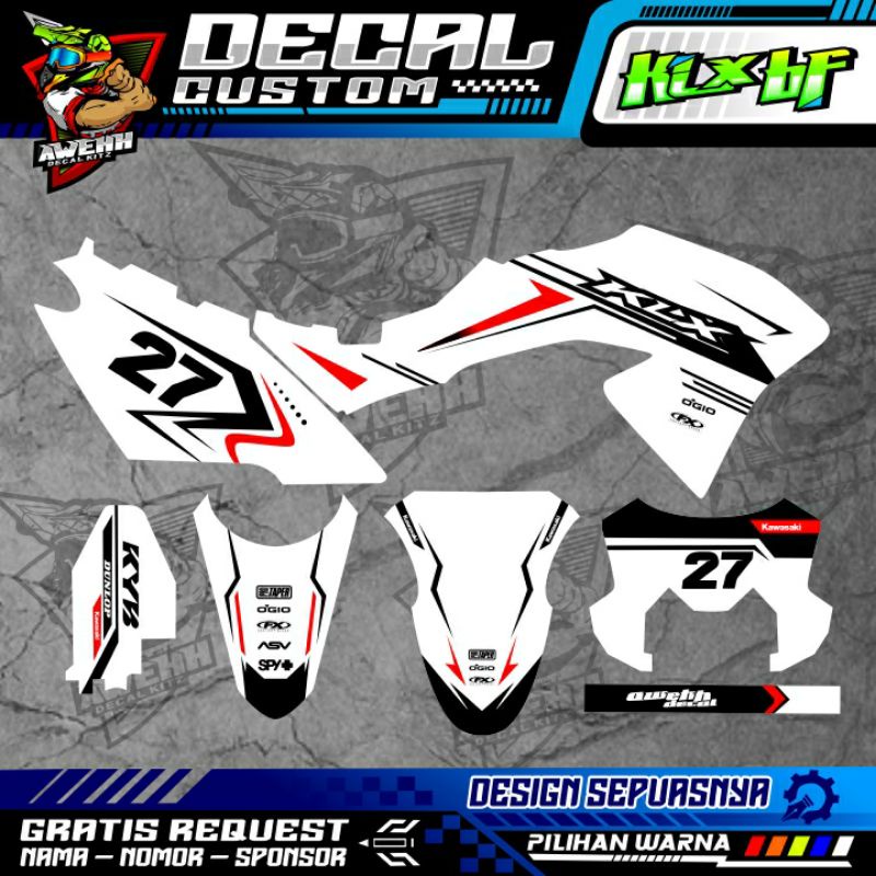 DECAL KLX BF KLX 150 DTRACKER NEW PUTIH SIMPLE