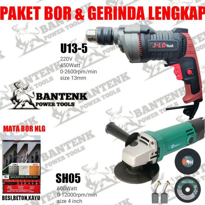Baru PAKET BOR DAN GERINDA LENGKAP JLD 13-5 SH05 + MATA BOR NLG. LENGKAP