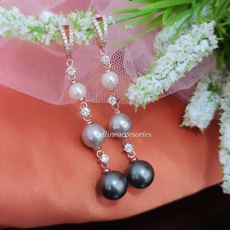 anting microdiamond mutiara gantung/anting mutiara panjang | ANTING VR