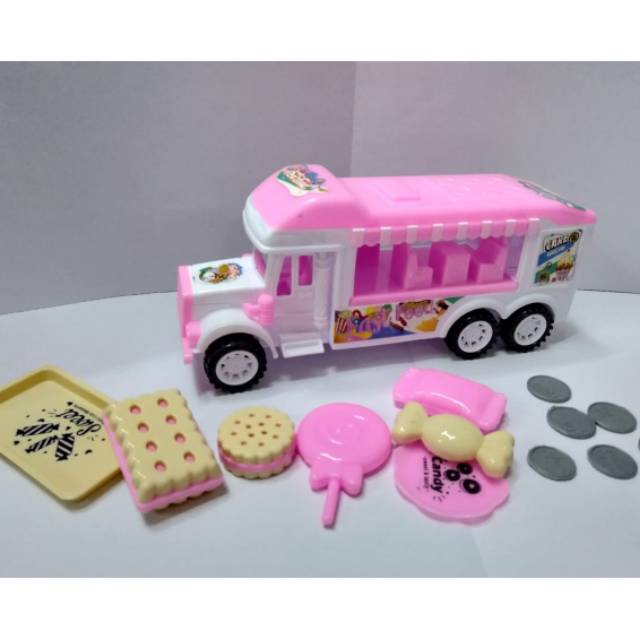 Mainan food truck, mobil kafe kue dan permen