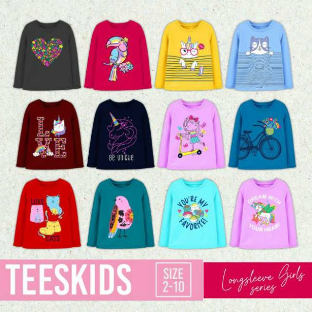 lelang Kaos Lengan Panjang Anak Perempuan Teeskids,padlekids,oneglory sisa katalog