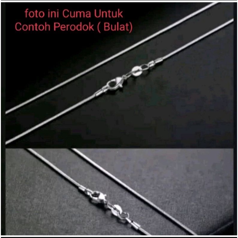 Kalung titanium Silver Peria Wanita Model Bulat