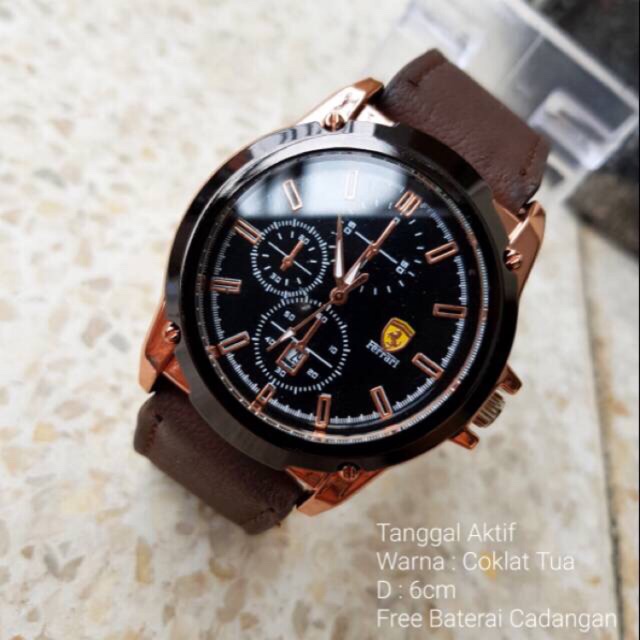 jam tangan pria ferrari kulit TGL AKTIF murah