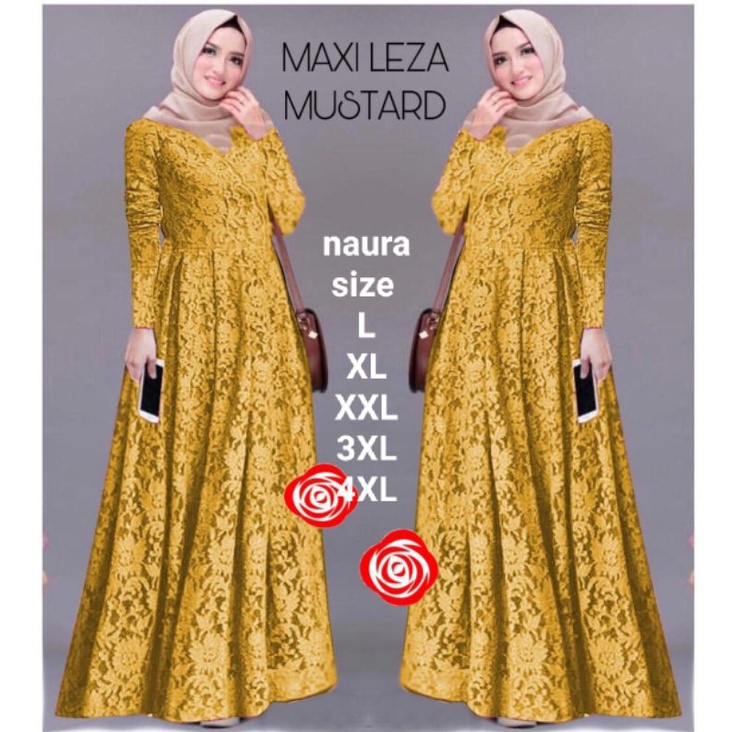 Maxi leza / Ada size super jumbo (Size L,XL,XXL,3XL,4XL)Baju gamis brokat Tulang Gliter Import / busana muslim / Dress acara-1
