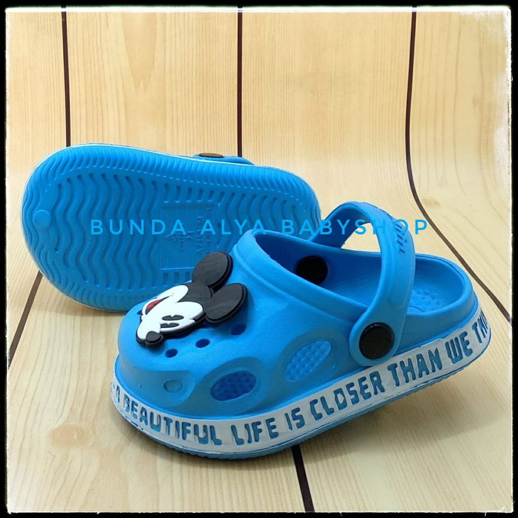 Sendal Anak Laki Usia 1 4 5 6 Tahun Lucu Karet Elastis - Sepatu Sandal Anak Cowok BIRU Size 18-29 Anti Licin