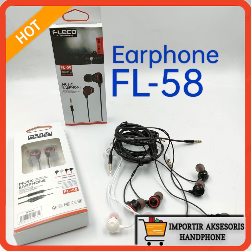 Handsfree Headset FLECO FL-58 Earphone Super bass Premium Quality