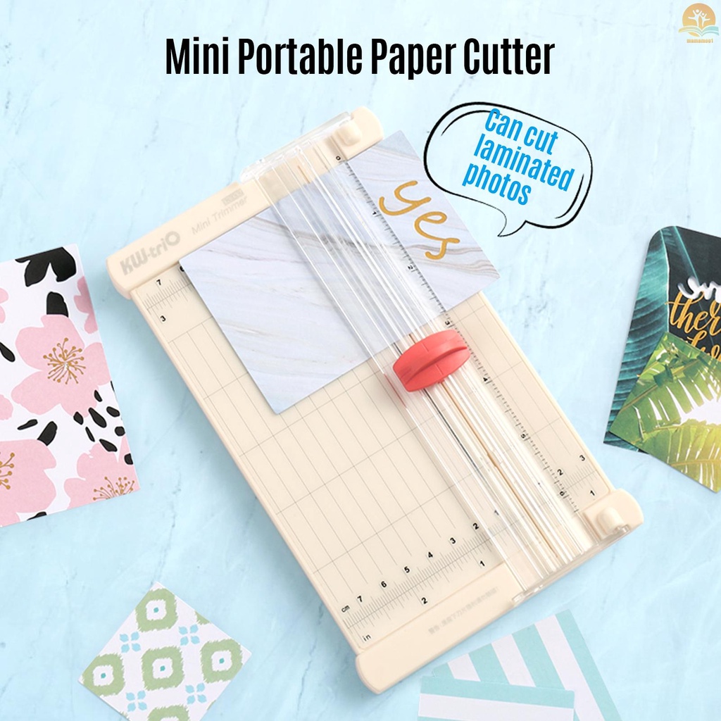 KW-trio Mini Portable Paper Cutter Craft Paper Trimmer 6.3 Inch Cutting Length with Straight Cutter Head Scale Design for Paper Photos Pictures Cards Scrapbooking Tool