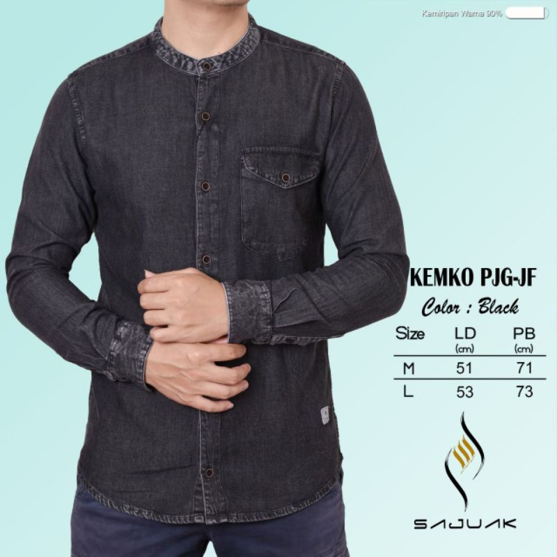 baju kemeja koko kemko pria lengan panjang denim terbaru limited JF original sajuak