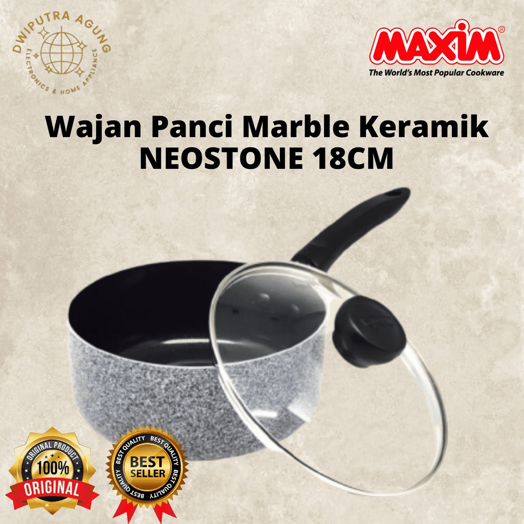 PANCI MAXIM 18CM TUTUP KACA ANTI LENGKET MARBLE KERAMIK