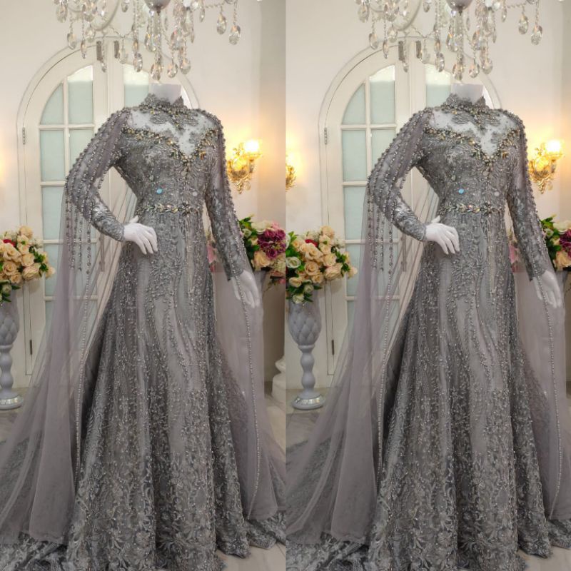 GAUN PENGANTIN MEWAH SLIM BEREKOR FULL PAYET MODERN //BAJU//KEBAYA