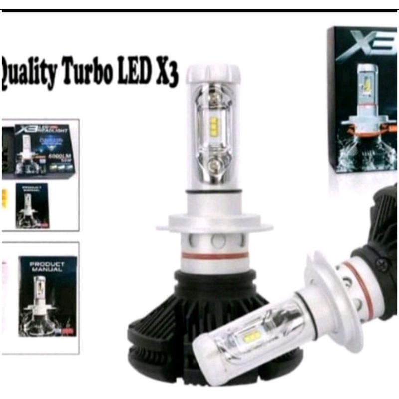 Lampu Head Lamp TURBO LED X3 seri H11 H4 3 warna Mobil Rush/Terios