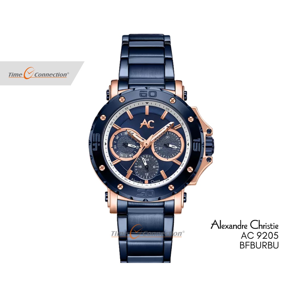 Alexandre Christie AC 9205 BFBURBU Biru Rosegold Original / Jam Tangan Wanita Rantai / AC Collection