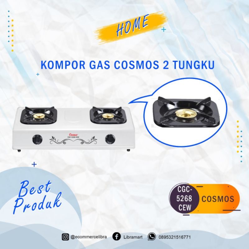 Cosmos Kompor Gas 2 Tungku kuningan CGC - 5268 CEB