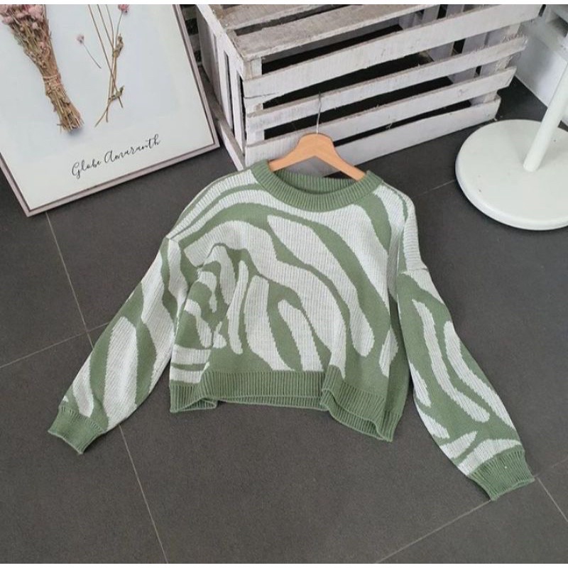 Sweater Rajut premium Zebra Cardi Lengan Panjang