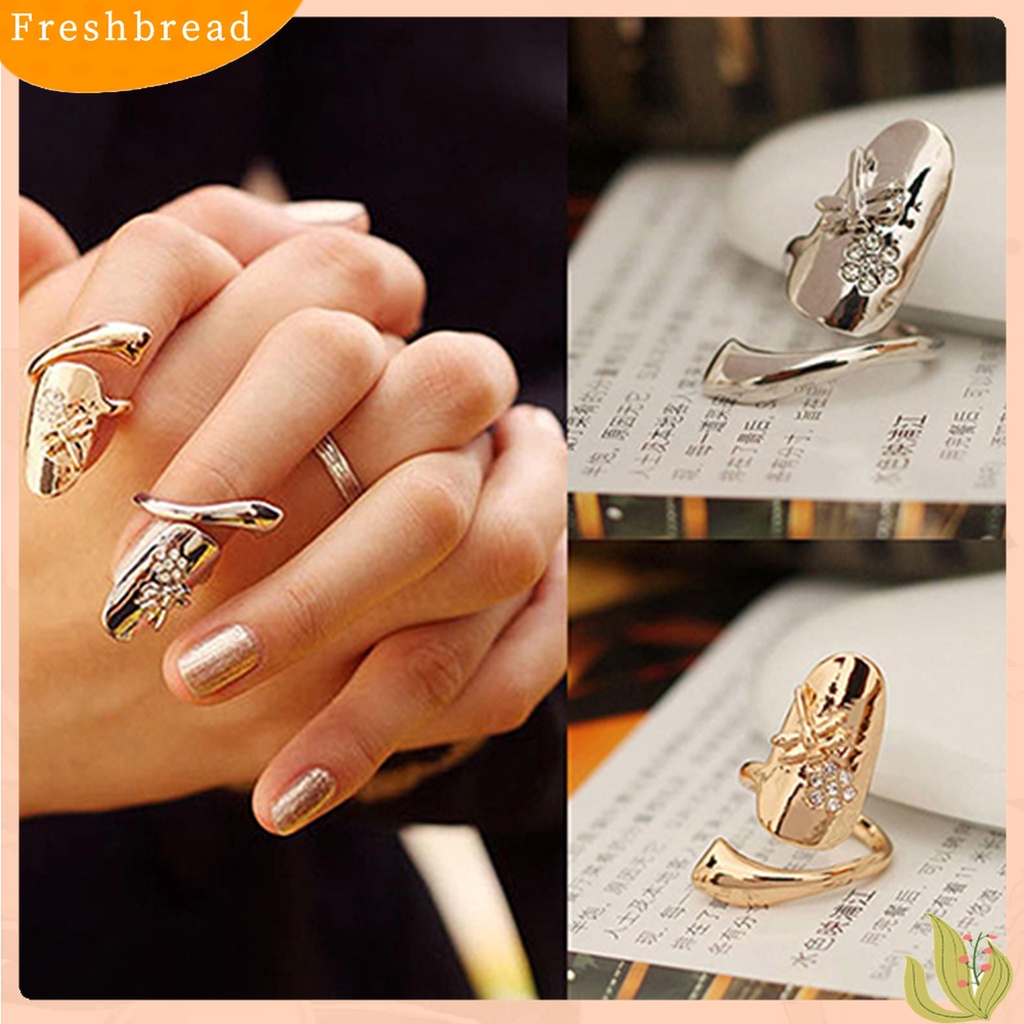 Fresh| 1pc Cincin Kuku Bahan Alloy Hias Berlian Imitasi Untuk Pesta