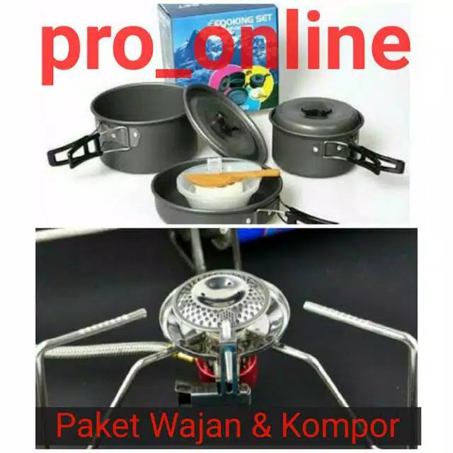 Paket Alat Masak Kemping Gunung Panci &amp; kompor Stove KL-S1 Cooking Set DS300 Camping Outdoor