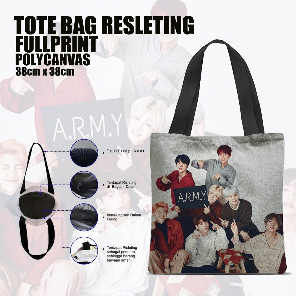 Tas / Tote Bag Polycanvas Full Print Resleting - BTS.03