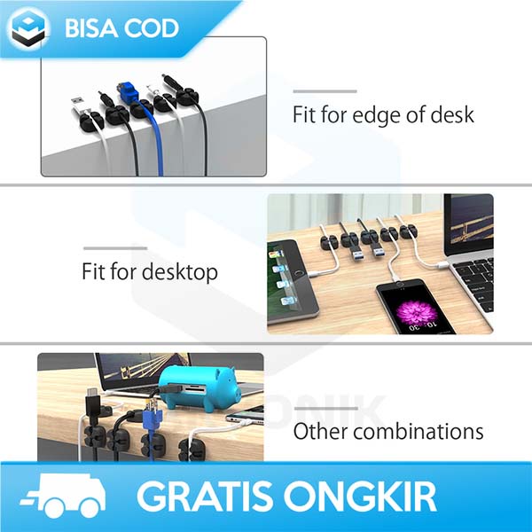 CABLE CLIP ORICO MANAJEMEN KABEL DESKTOP CAS RAPI BASE HOLDER SILIKON