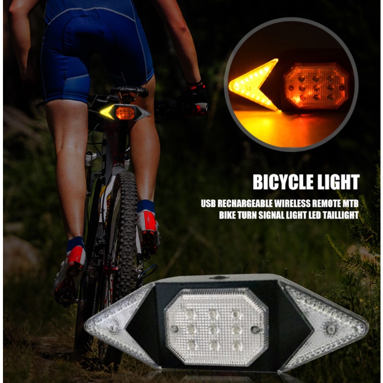 Biking Lampu Sein Sepeda USB Wireless Tanpa Kabel Waterproof AUTOMATIC DIRECTION RECHARGEABLE-hitam-No Garansi