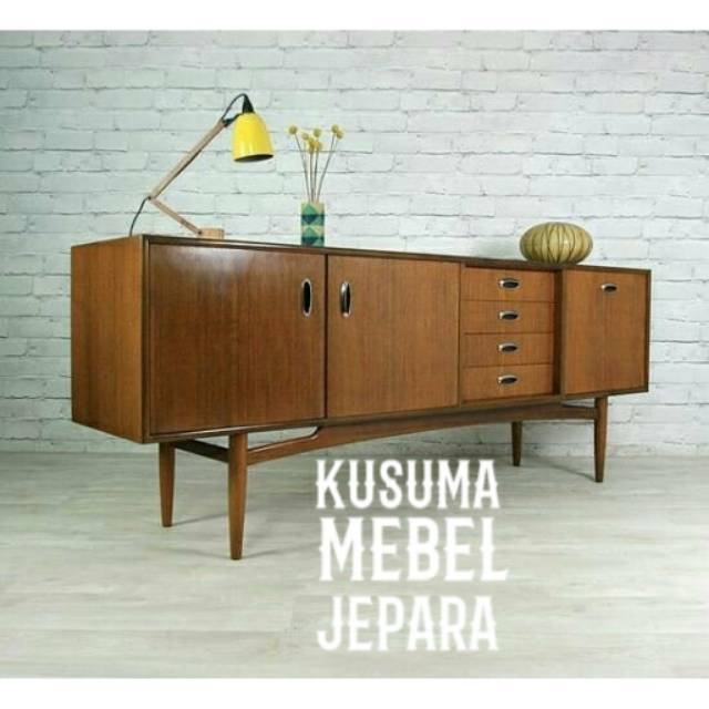 Meja TV Kabinet Retro Minimalis Kayu Jati (Panjang 180cm)